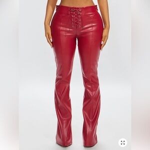 Women's Red Leather Pants